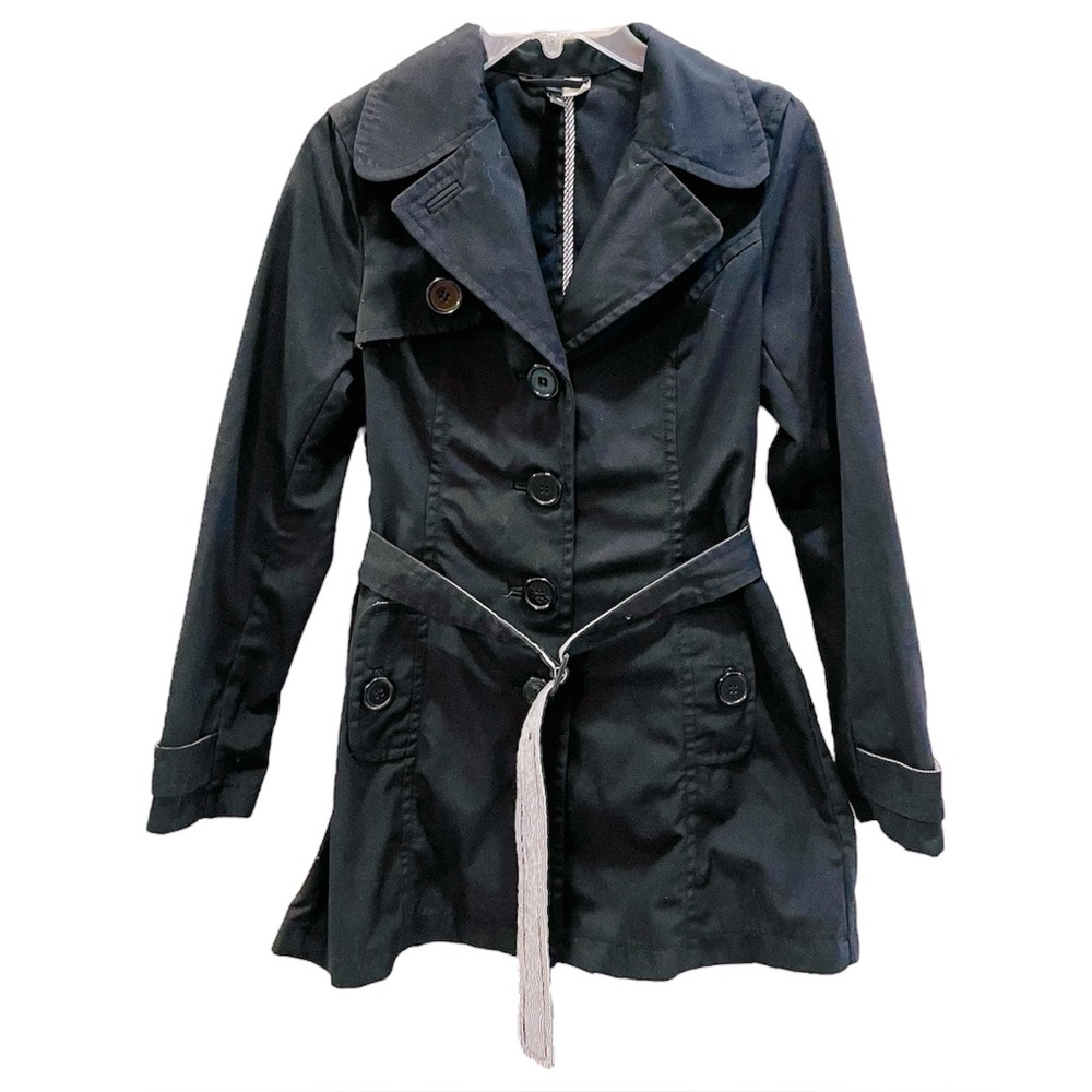 H&M Women's Black Trench Coat Size 8